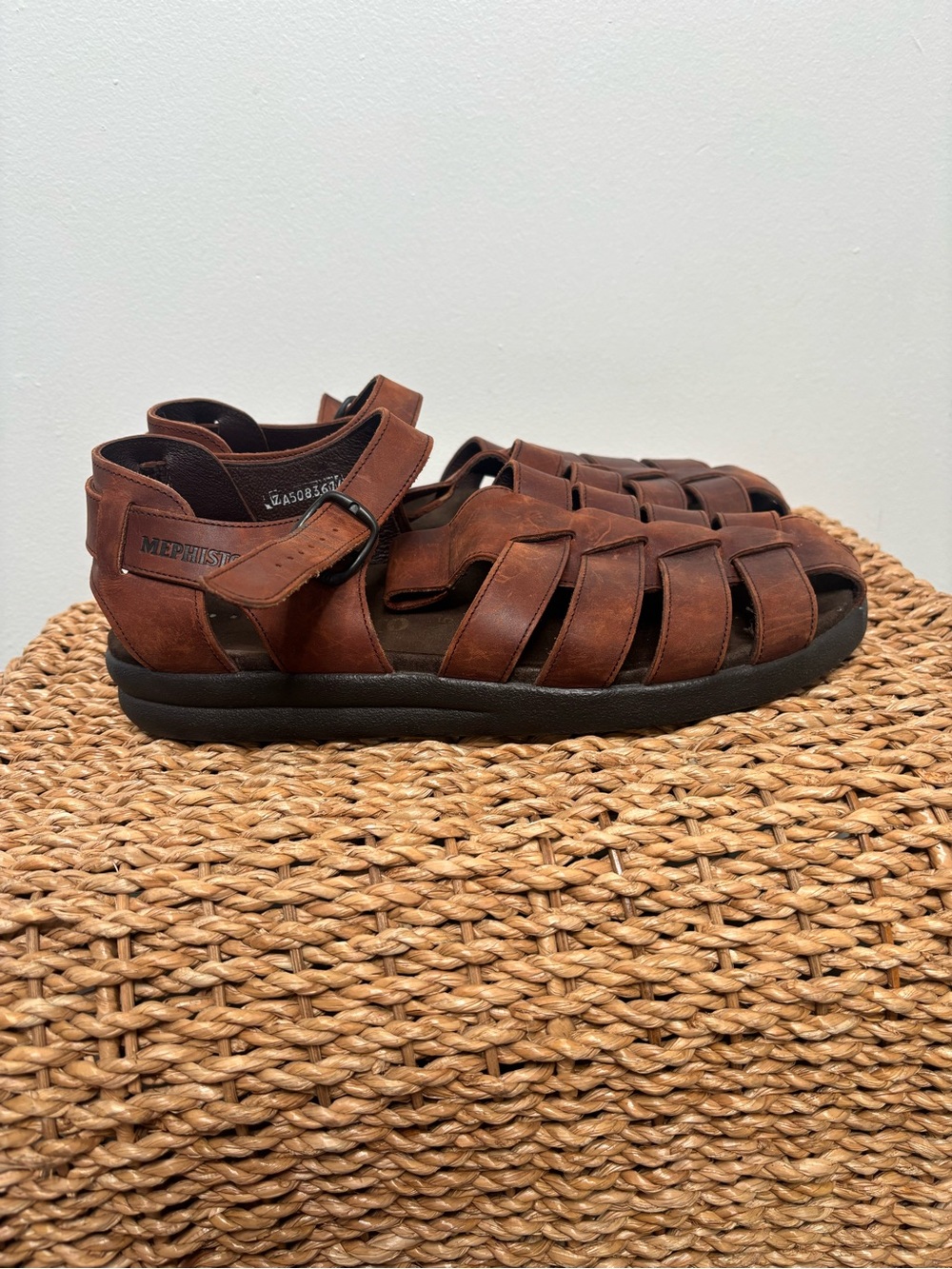Mephisto Sam Fisherman Sandal Men’s EU 45 Brown Leather